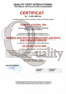 Certificate ISO 22716:2008